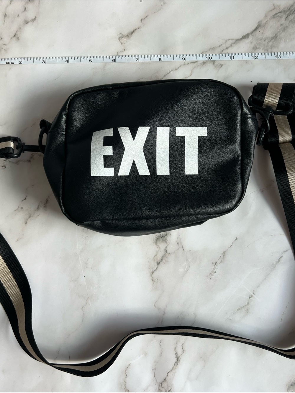 Black 'EXIT' Crossbody Sling Bag by